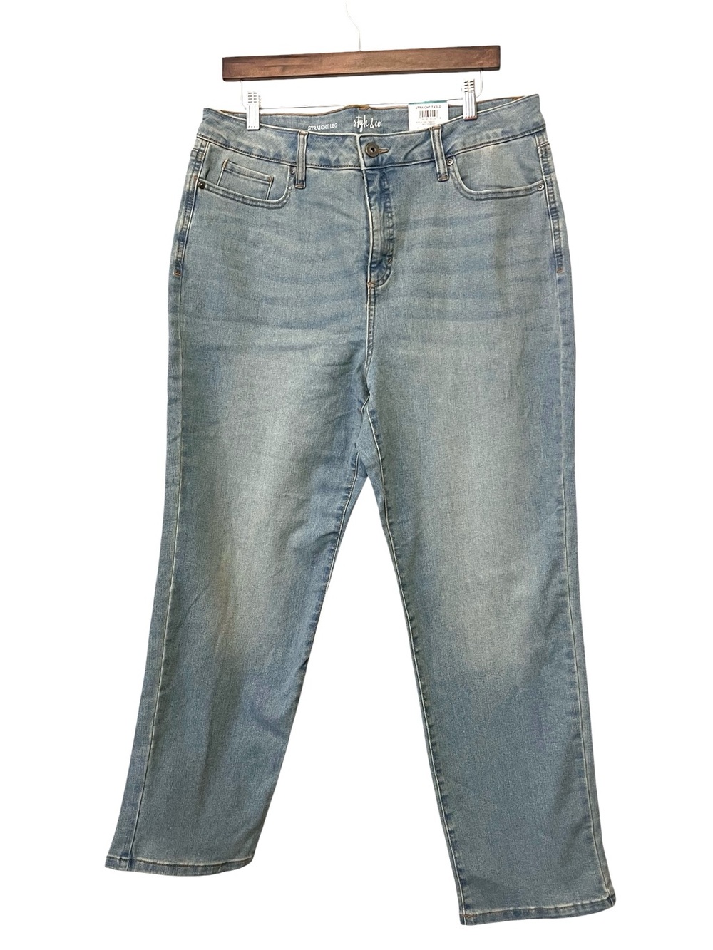 Style & Co. Women's High-Rise Straight-Leg Jeans, Light Blue, Size 16S